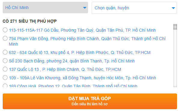 Chọn đặt mua trả góp