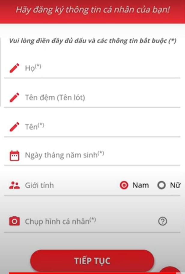 Điền thông tin cá nhân