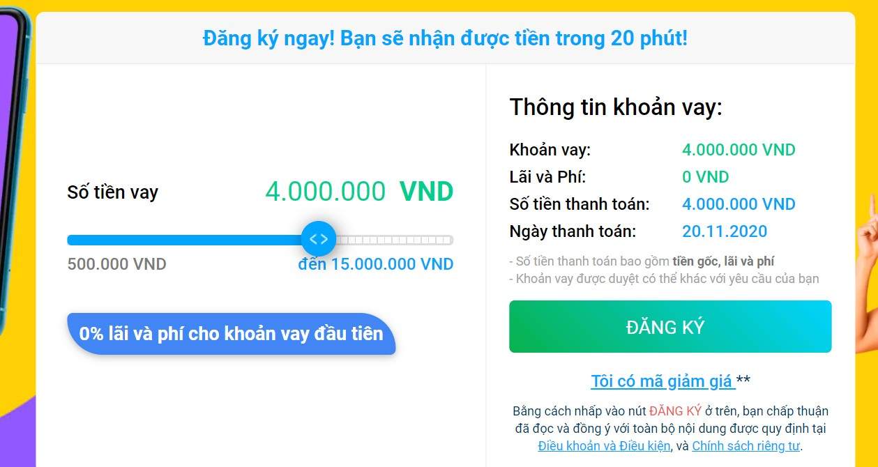 Đăng ký vay cho người mới tại oncredit