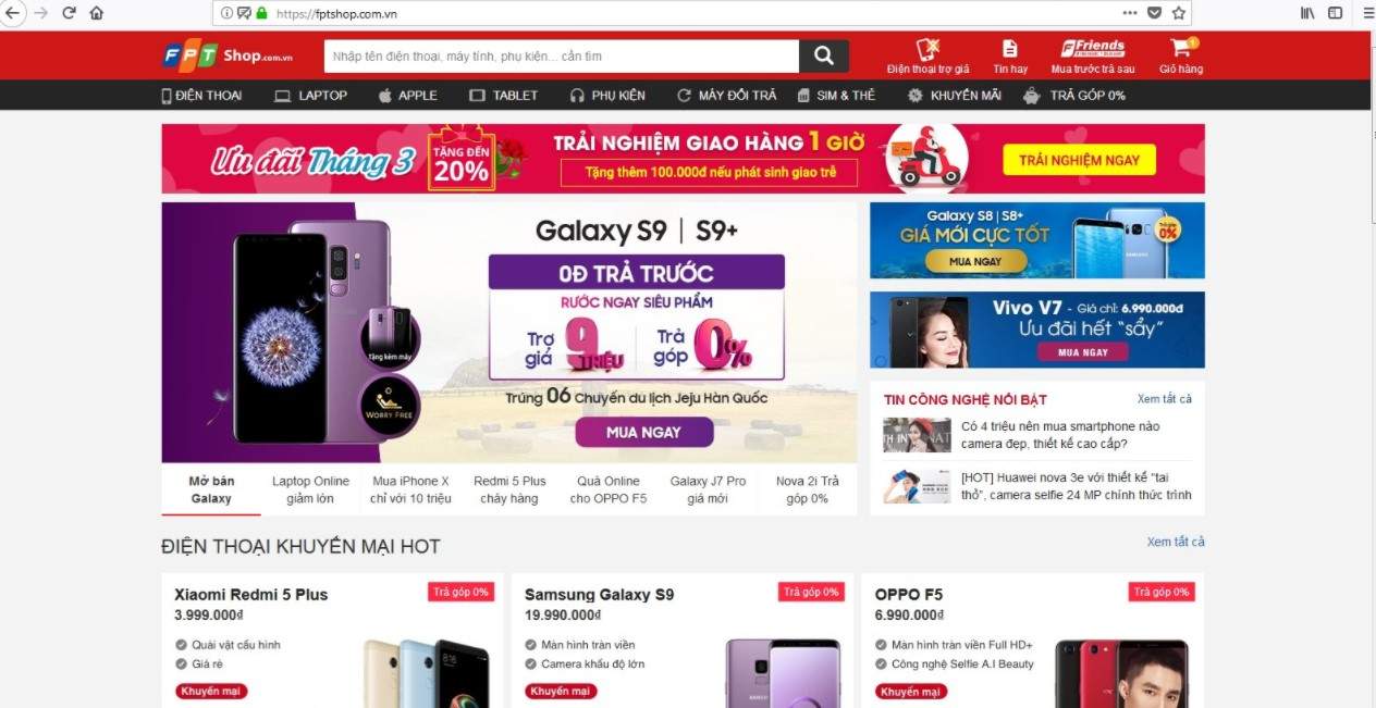 Truy cập website fptshop