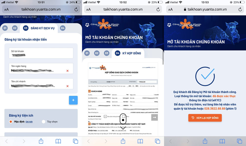 Hoàn thiện mở tài khoản chứng khoán online Yuanta