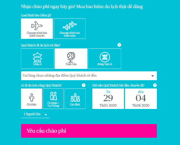 Đăng nhập website và yêu cầu chào phí