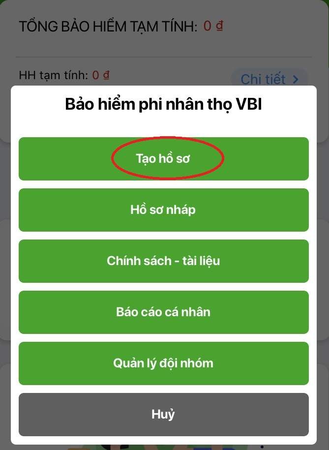 Chọn “Tạo hồ sơ”