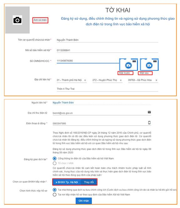 Điền thông tin đăng ký