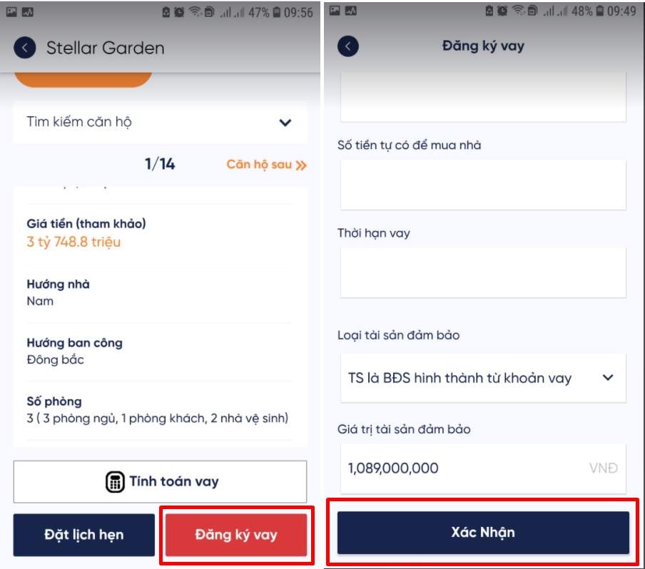 Đăng ký vay tiền trực tiếp