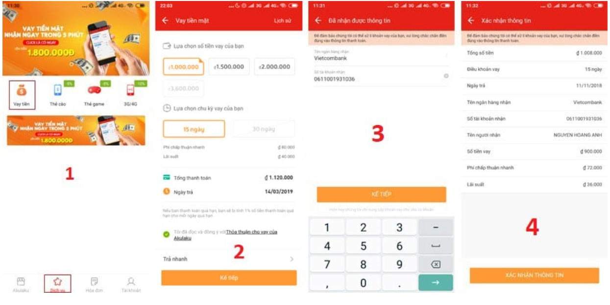Các bước vay tiền Akulaku