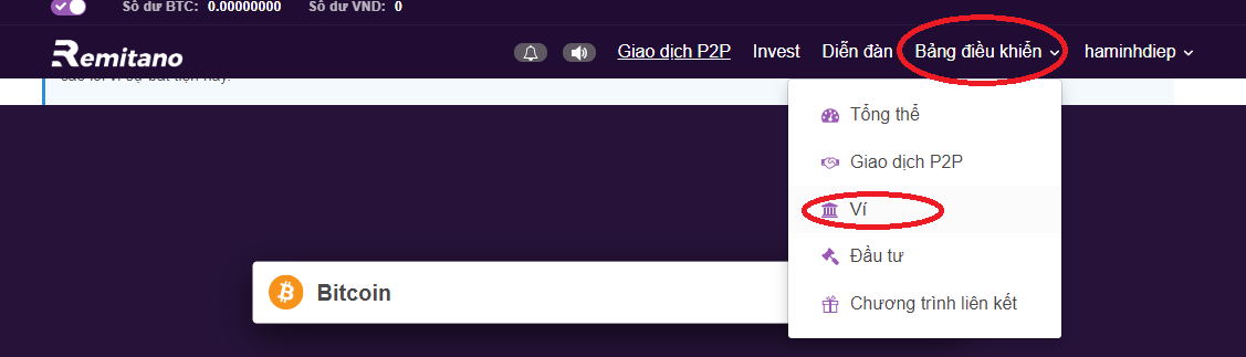 Nạp tiền vào ví trên Remitano