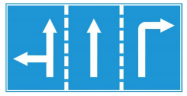 biển R.411 Hướng đi trên mỗi làn đường phải theo