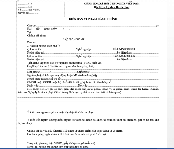 biên bản vi phạm giao thông có cần đóng dấu