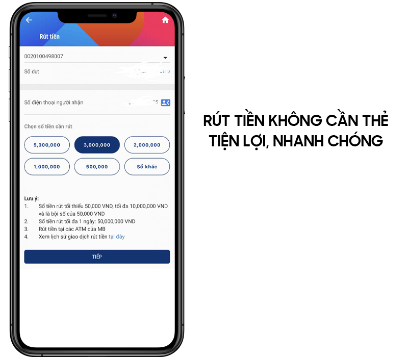 Không cần thẻ bạn cũng có thể rút tiền mặt tại cây ATM bằng app MB Bank