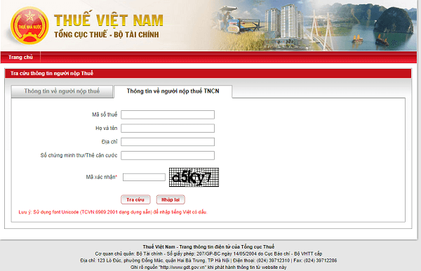 tra cứu mã số thuế cá nhân