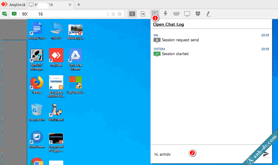 Chat với đối tác khi sử dụng AnyDesk
