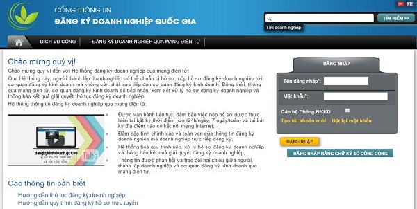 đăng ký kinh doanh qua mạng