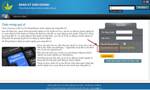 đăng ký kinh doanh qua mạng