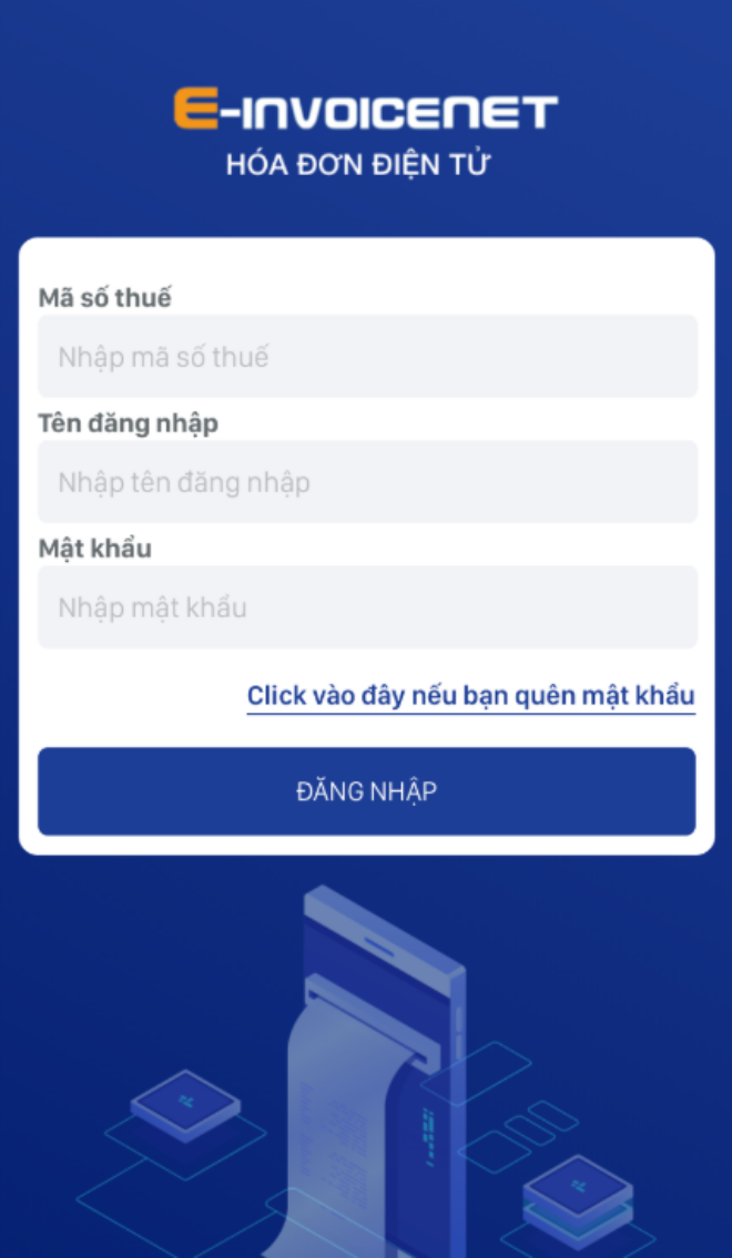 đăng nhập app E-invoice