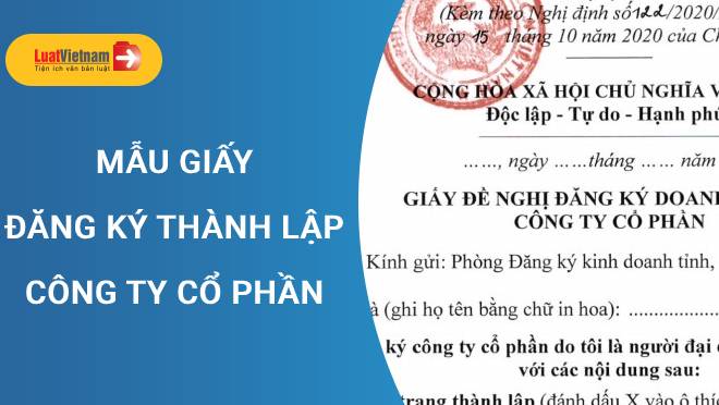 Mẫu Giấy đăng ký thành lập công ty cổ phần từ 15/10/2020