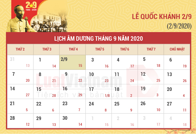 Lịch nghỉ ngày Quốc khánh năm 2020