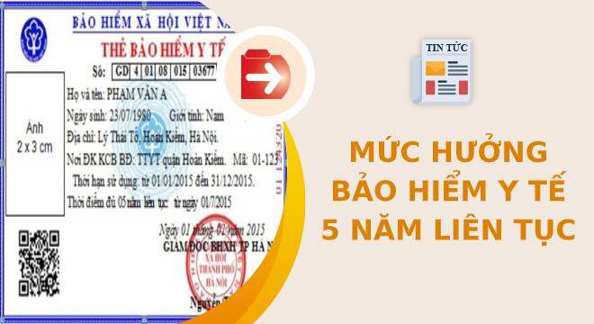 Mức hưởng bảo hiểm y tế 5 năm liên tục
