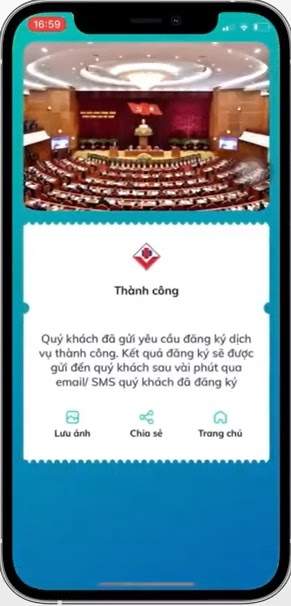 Hiển thị thông báo đăng ký thành công
