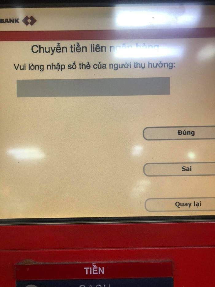 Nhập số tài khoản người hưởng thụ 