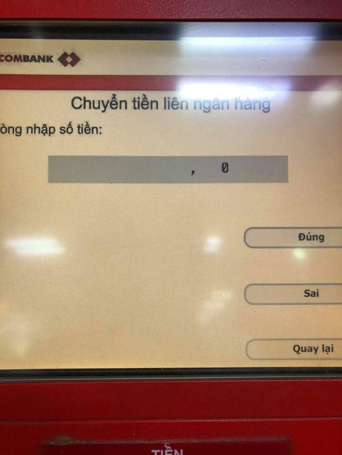 Nhập số tiền chuyển khoản 