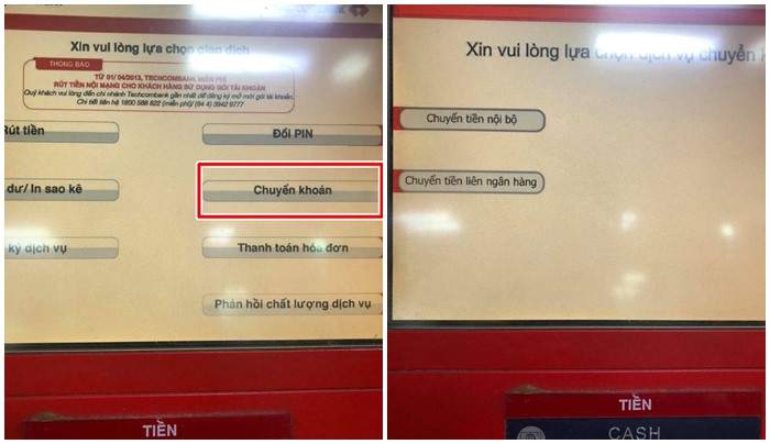 Chọn chuyển tiền liên ngân hàng Techcombank 