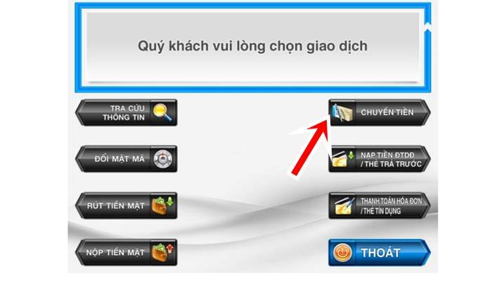 Chọn chức năng chuyển tiền 