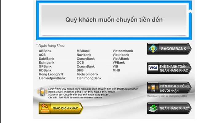 Lựa chọn phương thức giao dịch 