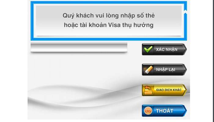 Nhập số tài khoản vào cây ATM