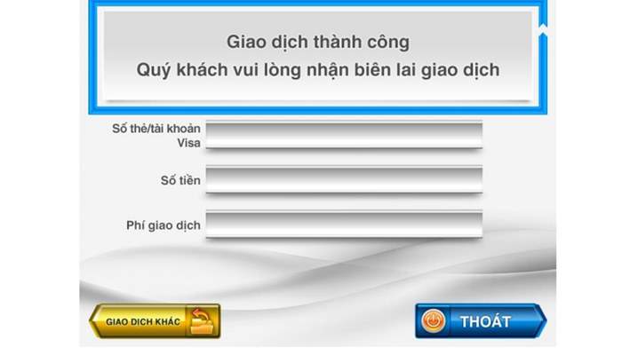 Hệ thống thông báo giao dịch thành công 