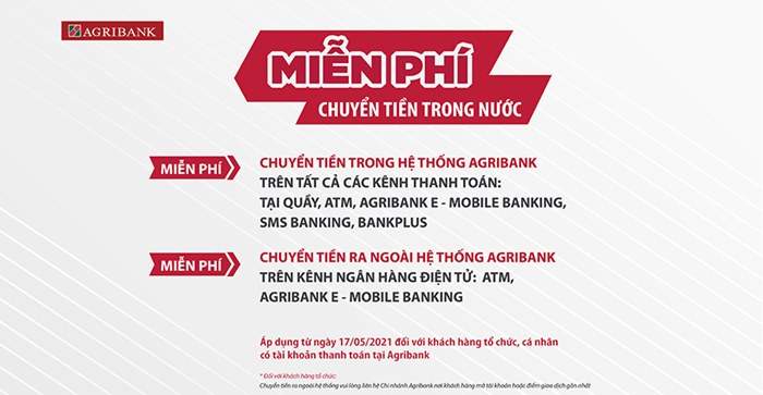 Biểu phí dịch vụ chuyển khoản ngân hàng Agribank