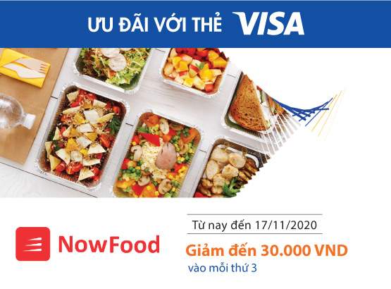 ưu đãi ăn uống trên now với thẻ tín dụng sacombank