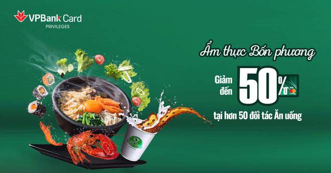 ưu đãi ăn uống bằng thẻ tín dụng VPBank