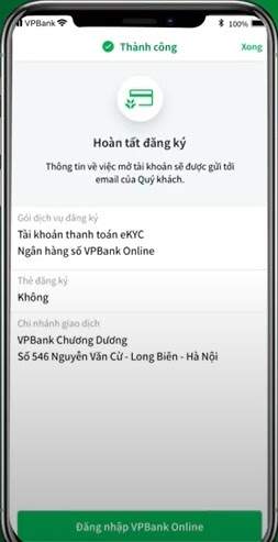 Hoàn tất đăng ký
