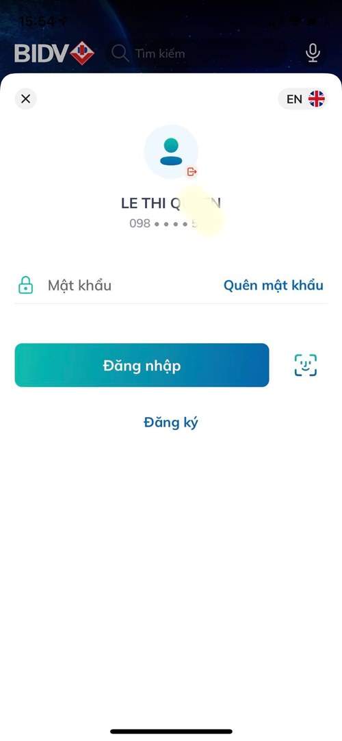Đăng nhập vào Mobile Banking của BIDV