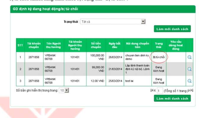 Xử lý lệnh thanh toán định kỳ
