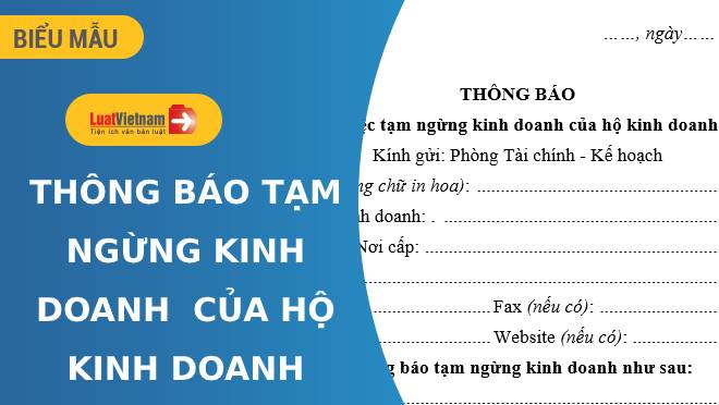 Mẫu Thông báo tạm ngừng kinh doanh của hộ kinh doanh