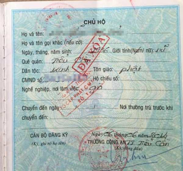 xóa tên trong Sổ hộ khẩu