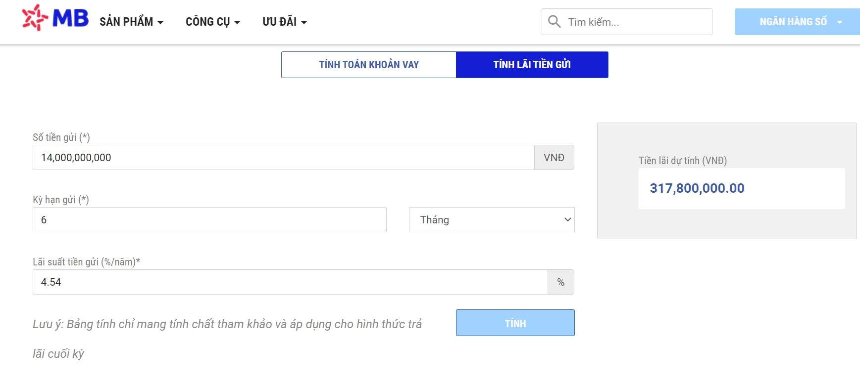 Gửi tiết kiệm 6 tháng