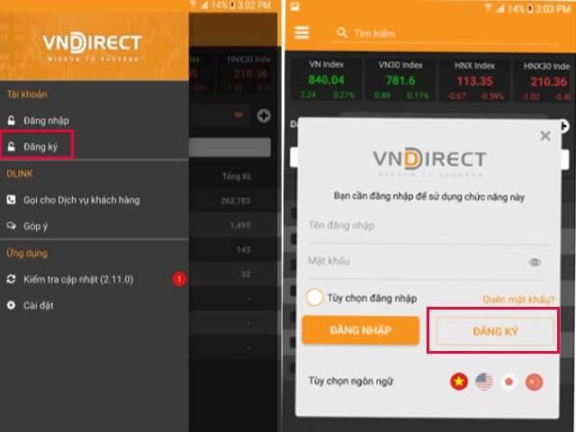 Mở tài khoản chứng khoán online tại VNDIRECT