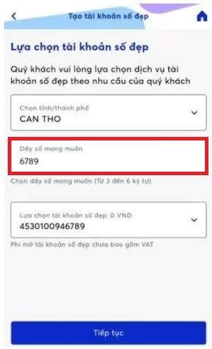 Nhập 3 - 6 ký tự mong muốn