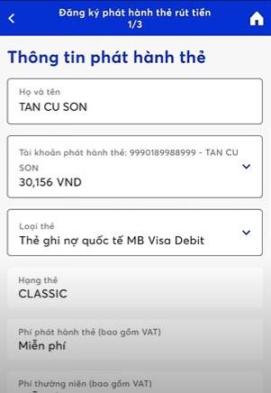 Thông tin phát hành thẻ