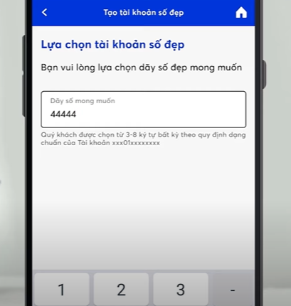 Lựa chọn số tài khoản