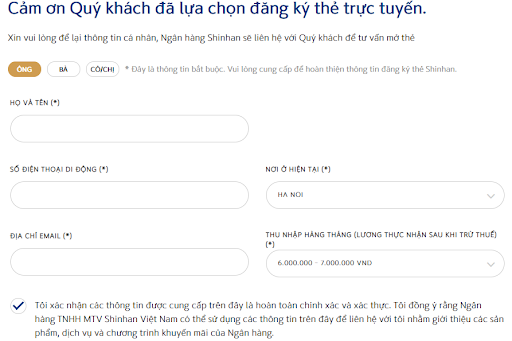 Điền thông tin theo mẫu