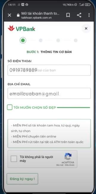 Nhập thông tin cá nhân
