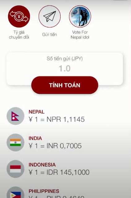 Nhấn vào mục chuyển tiền trên ứng dụng