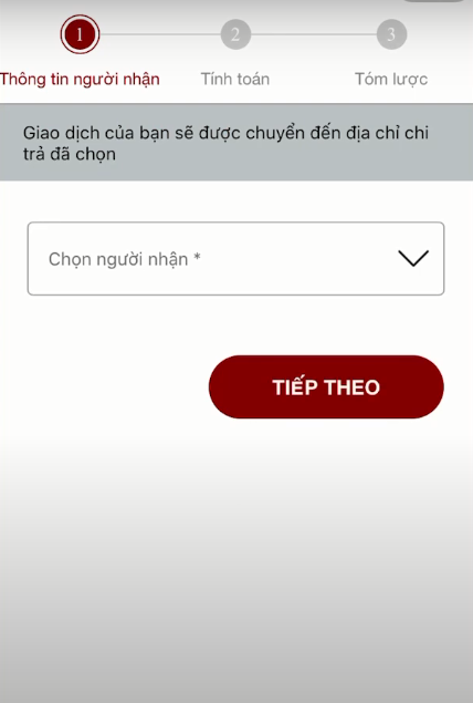 Lựa chọn người nhận tiền mà bạn đã đăng ký trước đó