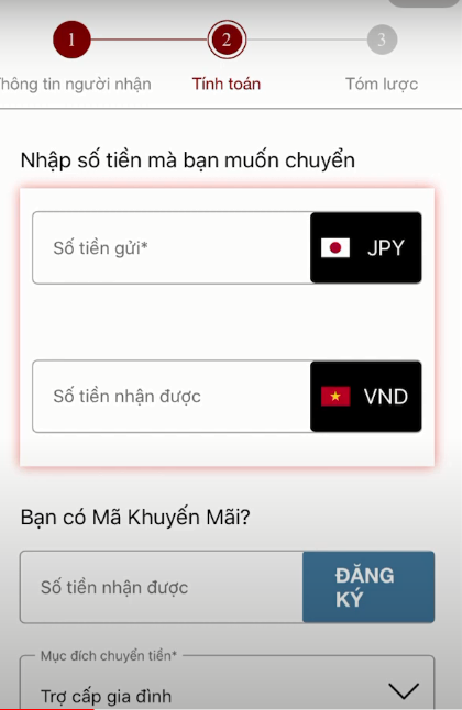 Nhập số tiền chuyển