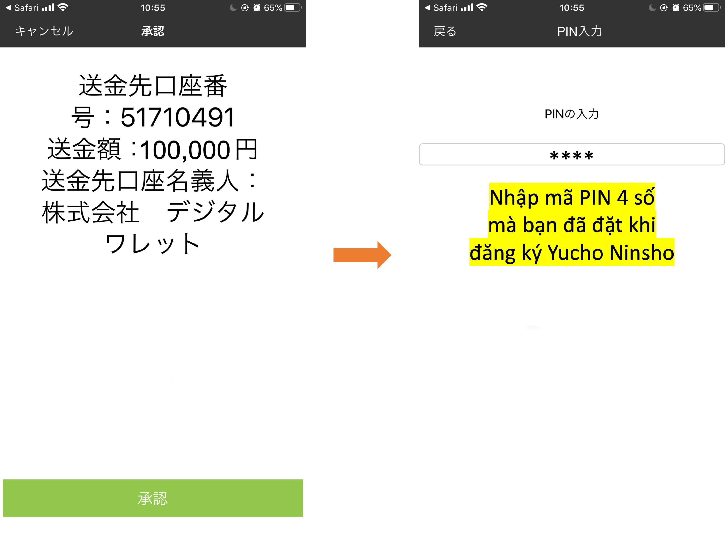 Nhập mã PIN để xác nhận giao dịch
