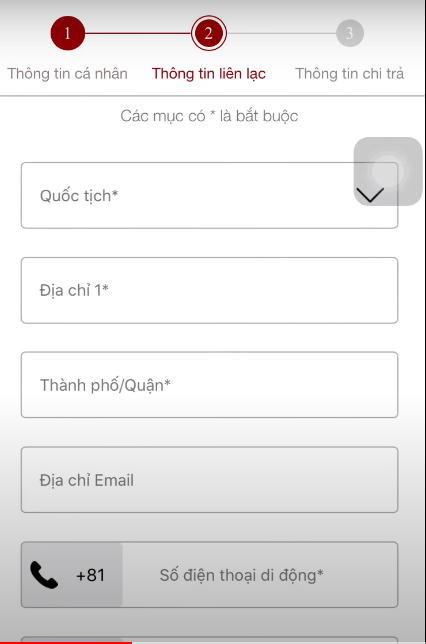 Nhập thông tin liên lạc